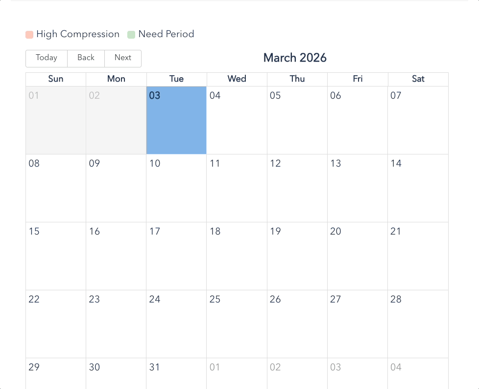 Metadesk need periods calendar interface